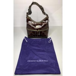 Dooney & Bourke Burgundy Crocodile Embossed Leather Shoulder Bag Purse P157